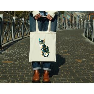 Teal Tabby Tote Bag